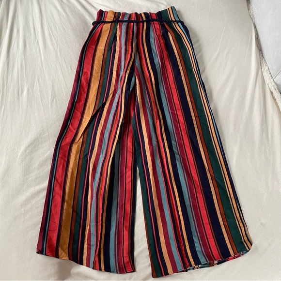 NWT Farm Rio Augustine Striped Linen Wide Leg Pants Medium - Picture 8 of 8